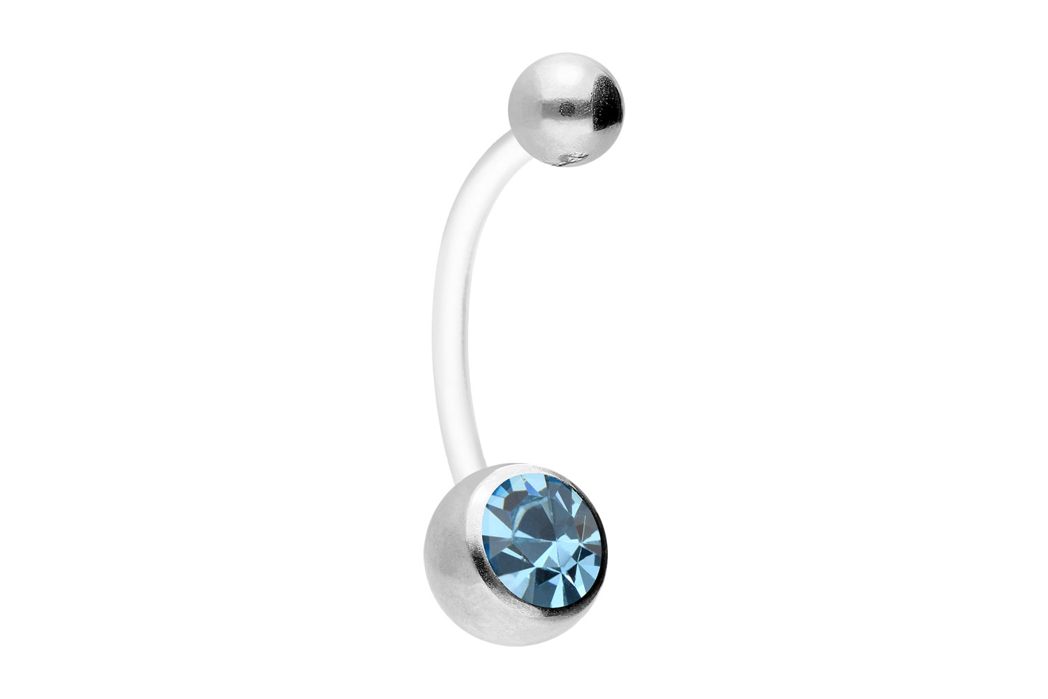 PTFE Bananabell Piercing mit Chirurgenstahl-Kugeln KRISTALL
